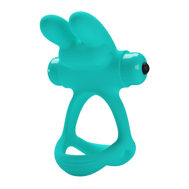 Эрекционное виброкольцо с кроликом PRETTY LOVE Passionate Dante силиконовое, бирюзовое вид 4