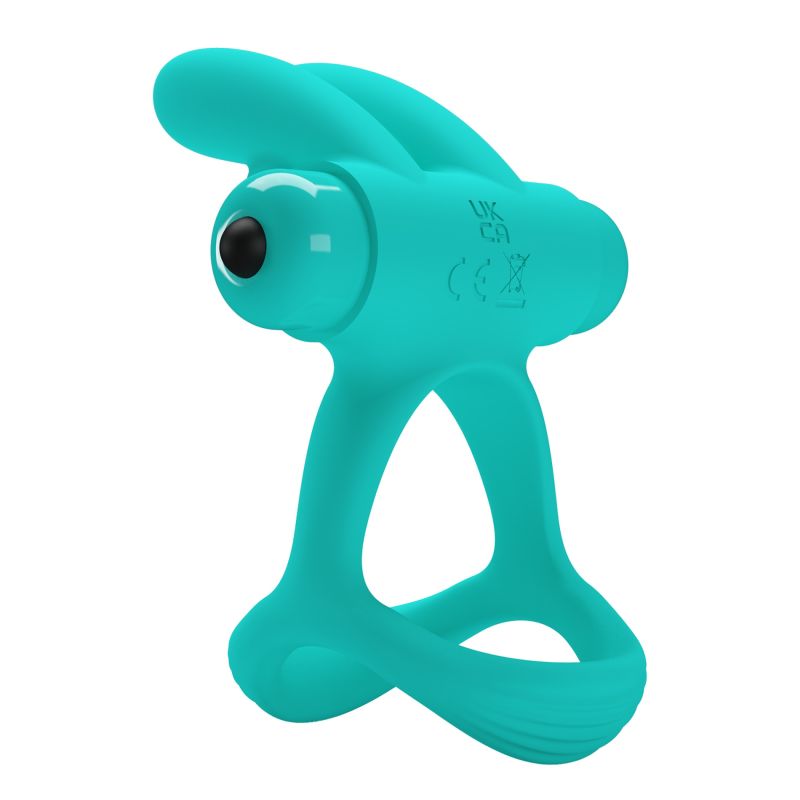 Ерекційне віброкільце з кроликом PRETTY LOVE Passionate Dante силіконове, бірюзове вид 6