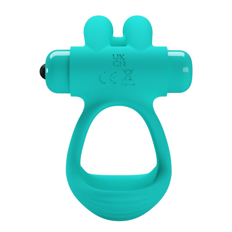 Эрекционное виброкольцо с кроликом PRETTY LOVE Passionate Dante силиконовое, бирюзовое вид 7