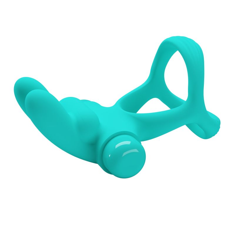 Эрекционное виброкольцо с кроликом PRETTY LOVE Passionate Dante силиконовое, бирюзовое вид 8