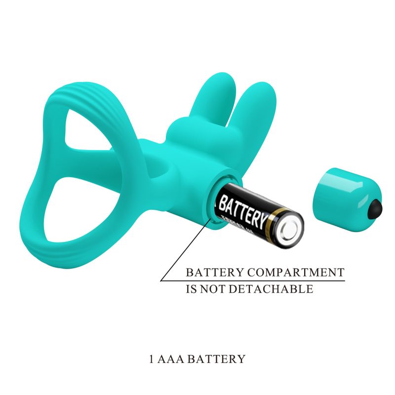 Ерекційне віброкільце з кроликом PRETTY LOVE Passionate Dante силіконове, бірюзове вид 11