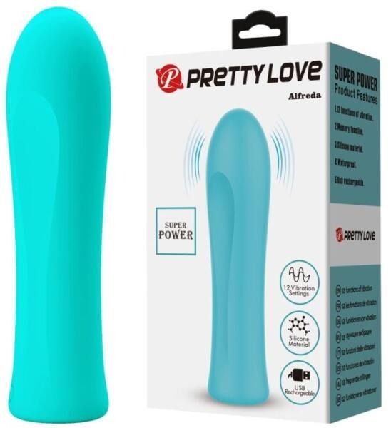 Міні-вібратор PRETTY LOVE Alfreda 12 режимів, зелений, 10.2 х 2.6 см вид 8