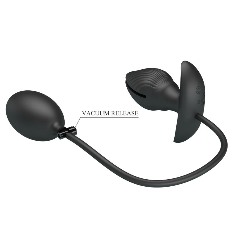 Анальна вібропробка з накачуванням Pretty Love Manson «Мушля», чорна, 9.6 х 4 см вид 6