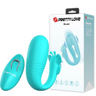 Вибратор для пар Pretty Love Remi с фрикциями, с пультом, голубой, 9.6 х 3.4 см
