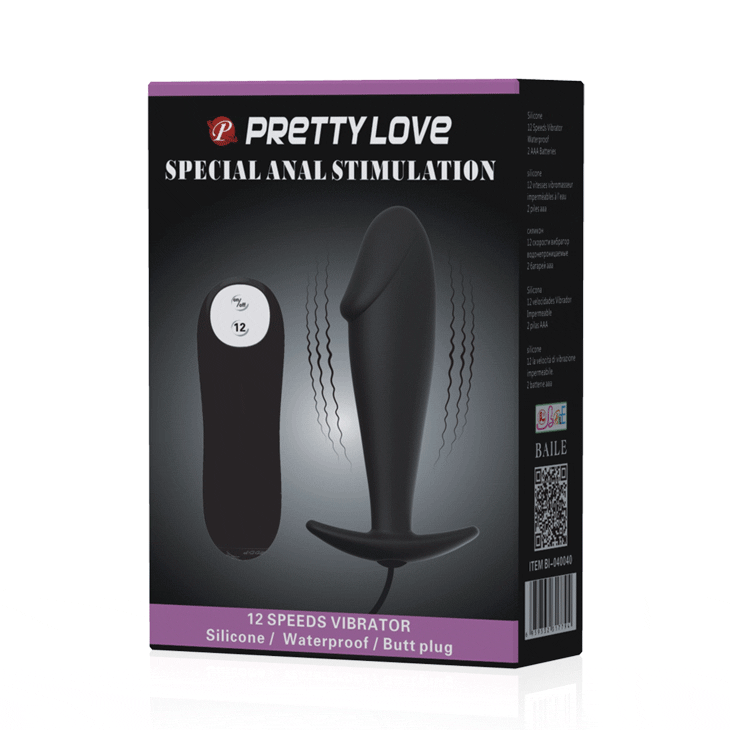 Анальна вібропробка Pretty Love з пультом, чорна, 10 х 3 см вид 9