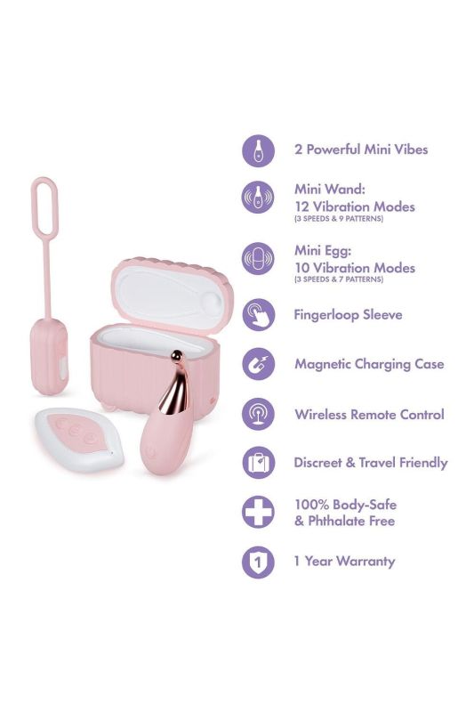 Набір вібраторів Blush Play With Me з пультом та кейсом, рожевий, 2 шт. вид 6