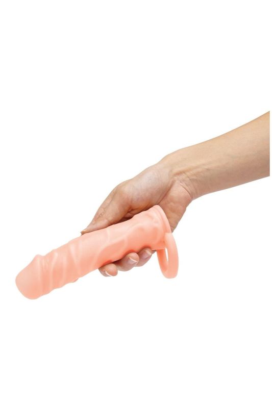 Насадка на пенис Size-Up с 3 эрекционными кольцами, бежевая, 15.2 см вид 11