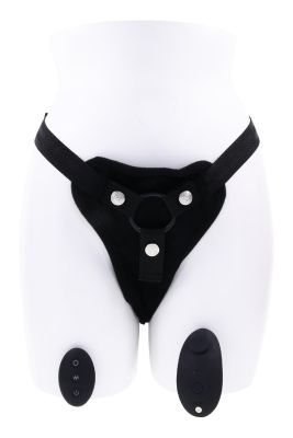 Трусики для страпона Sportsheets с вибратором черные