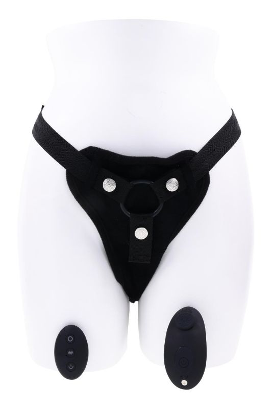 Трусики для страпона Sportsheets с вибратором черные вид 2