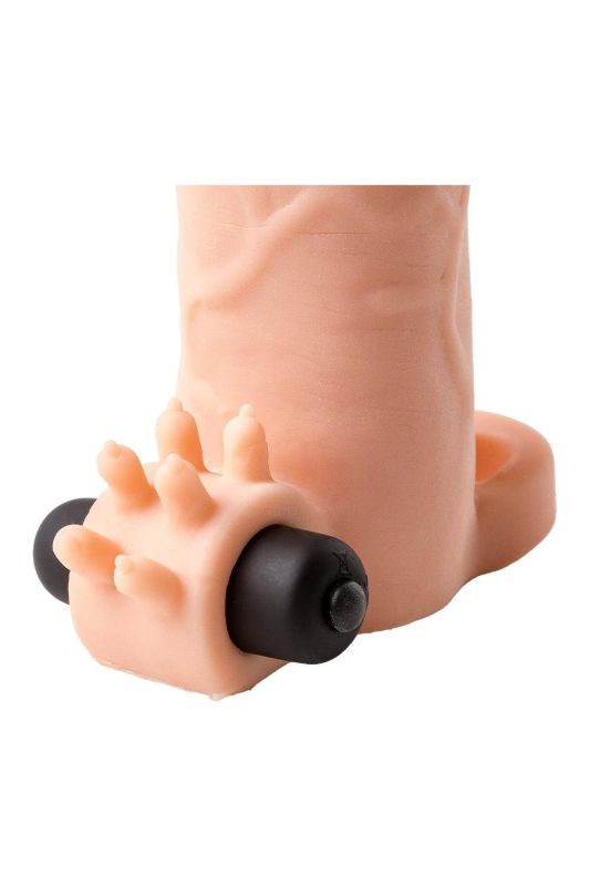 Насадка на пеніс Virgite S5 з вібрацією, бежева, 20 см вид 4