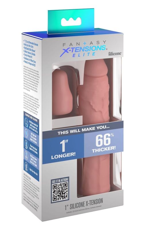 Насадка на пеніс Pipedream Fantasy X-tensions Elite бежева, 18 см вид 2