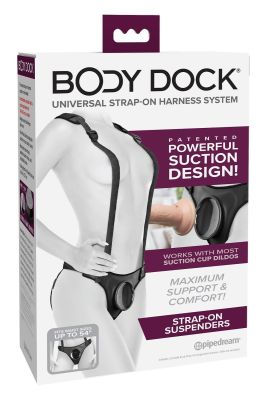 Трусики для страпона Pipedream Body Dock с подтяжками, черные