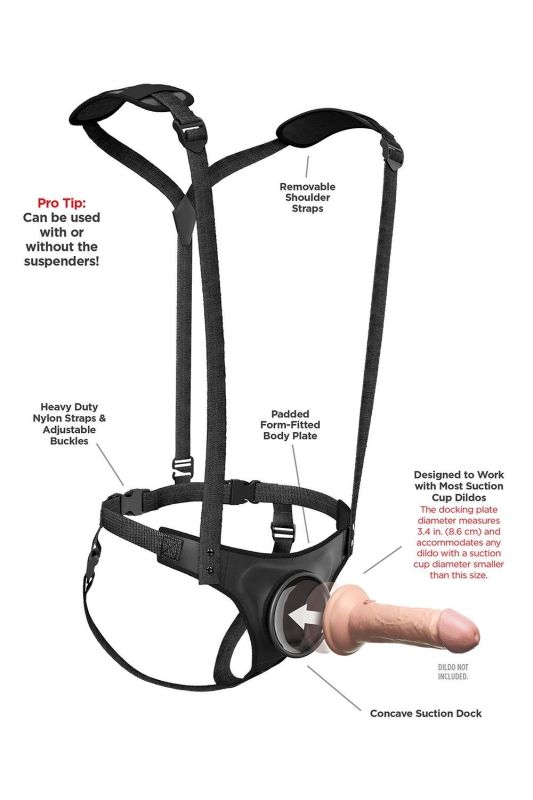 Трусики для страпону Pipedream Body Dock з підтяжками, чорні вид 6