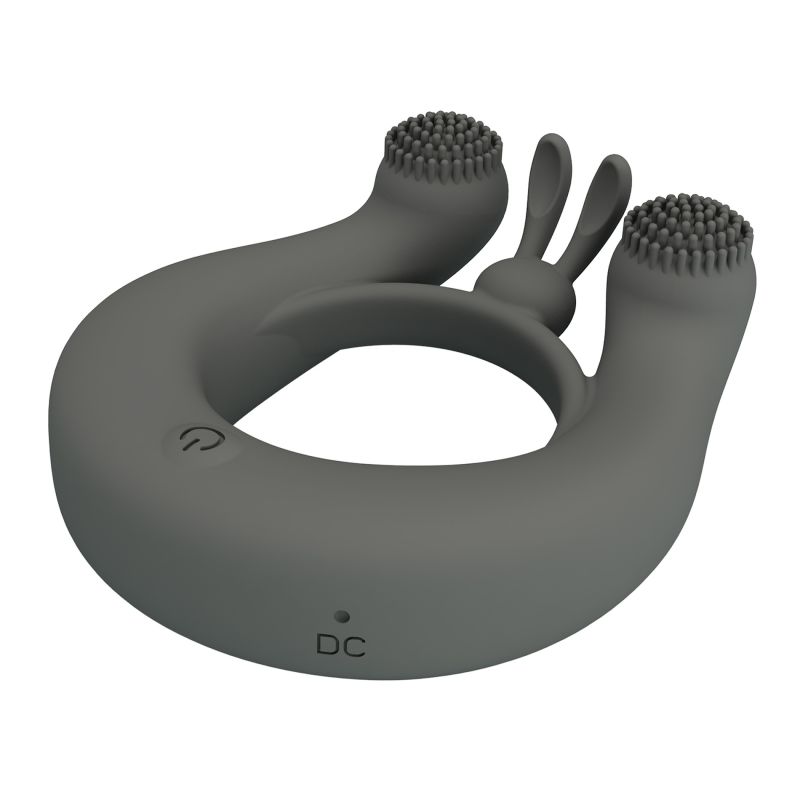 Віброкільце зі стимулюючими виступами Pretty Love Dahlia та вушками, сіре вид 8