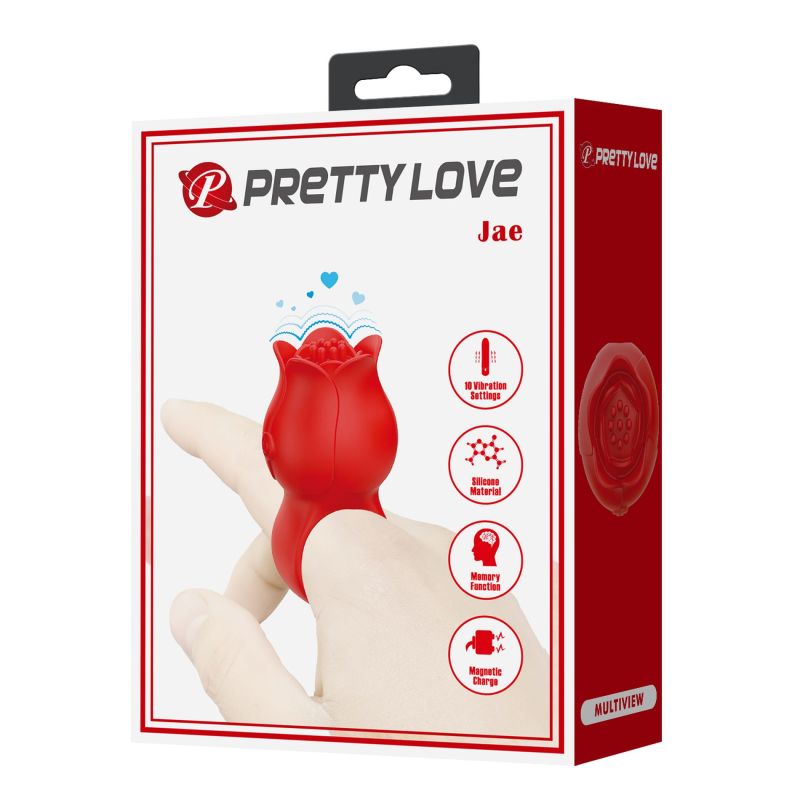 Насадка, що вібрує, на палець PRETTY LOVE JAE квітка, червона вид 11