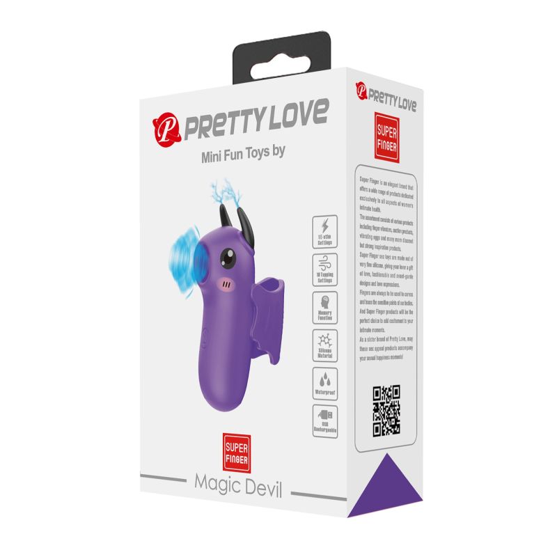 Стимулятор для клітора Pretty Love Magic Devil з смоктанням та електростимуляцією, фіолетовий, 6.9 см вид 12