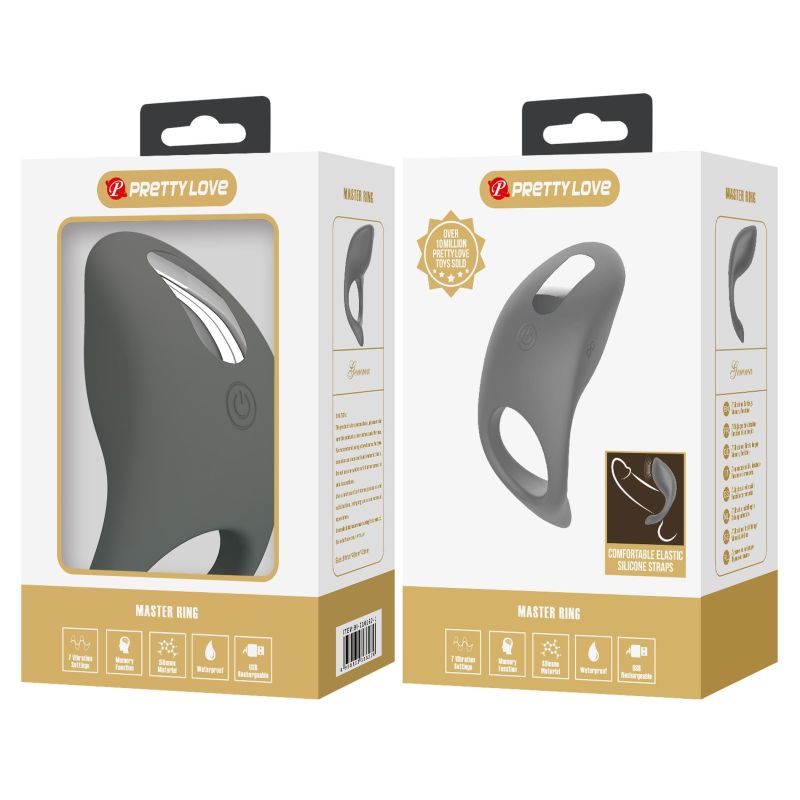 Эрекционное кольцо Pretty Love Gemma серое вид 10