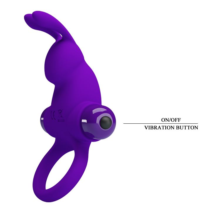 Кільце ерекційне у вигляді кролика Pretty Love Vibrant Penis Ring 1 фіолетове вид 6
