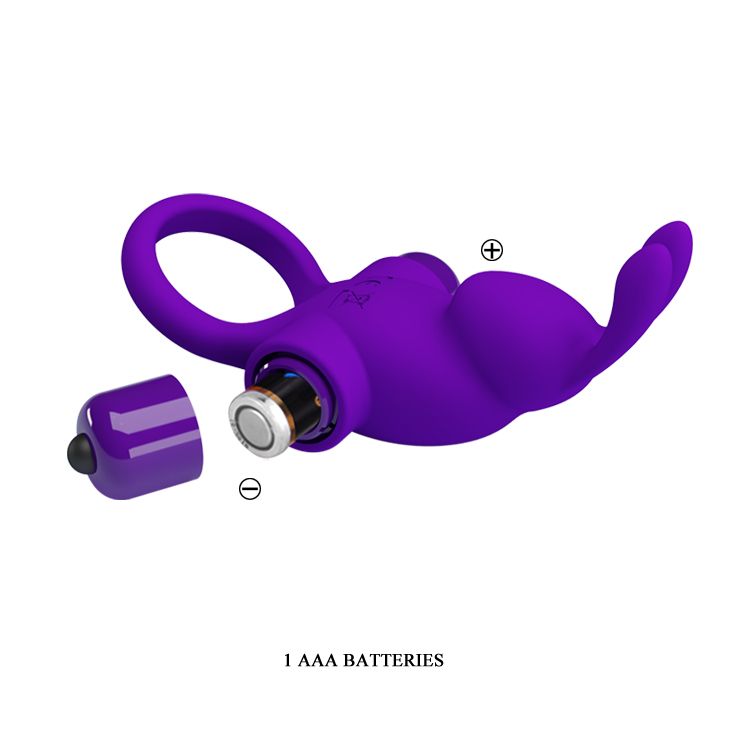 Кільце ерекційне у вигляді кролика Pretty Love Vibrant Penis Ring 1 фіолетове вид 7