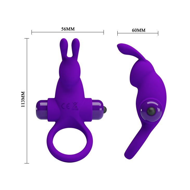 Кільце ерекційне у вигляді кролика Pretty Love Vibrant Penis Ring 1 фіолетове вид 8