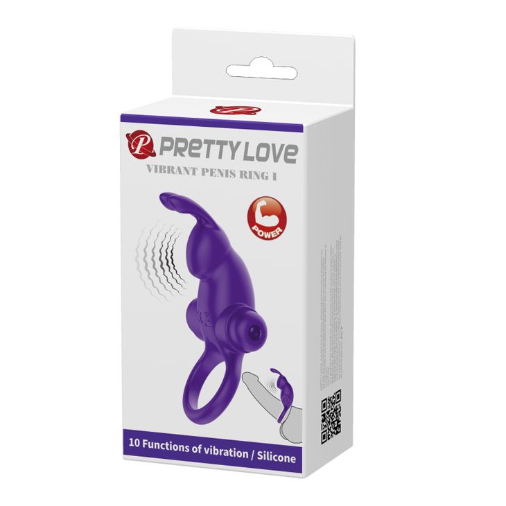 Кільце ерекційне у вигляді кролика Pretty Love Vibrant Penis Ring 1 фіолетове вид 9