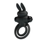 Эрекционное виброкольцо с кроликом Pretty Love Bunny III двойное, чёрное, 9.7 х 4 см вид 2