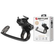 Ерекційне віброкільце Pretty Love Bull Warior з кліторальною стимуляцією, чорне