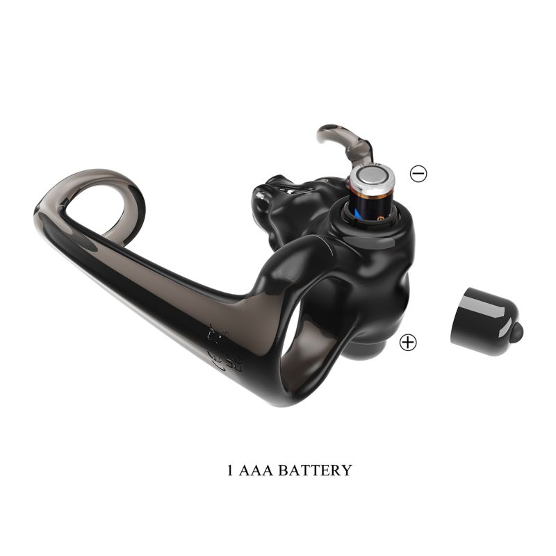 Ерекційне віброкільце Pretty Love Bull Warior з кліторальною стимуляцією, чорне вид 6