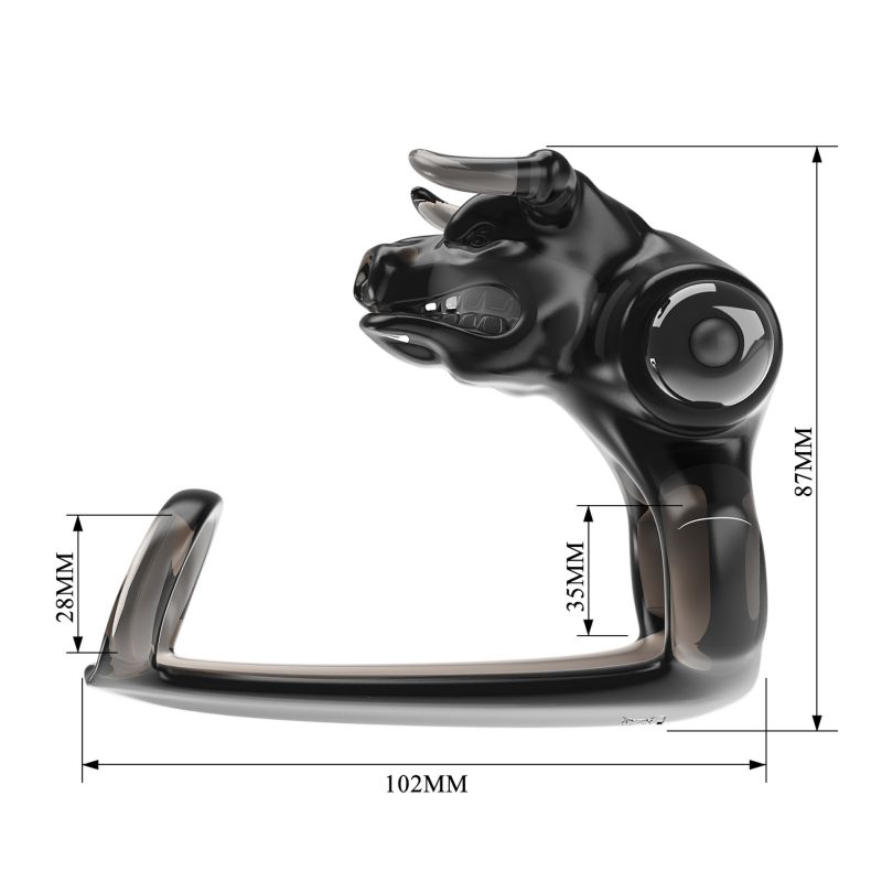 Ерекційне віброкільце Pretty Love Bull Warior з кліторальною стимуляцією, чорне вид 7