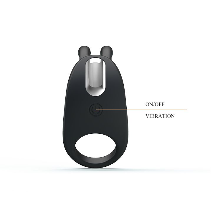 Ерекційне віброкільце Pretty Love Rabbit Vibrator з кліторальною стимуляцією, чорне вид 6