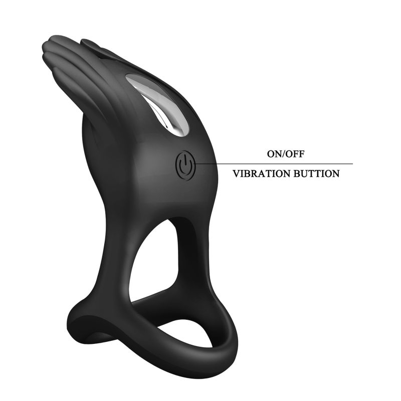 Эрекционное виброкольцо с крылышками PRETTY LOVE Silas 7 режимов, черное вид 8