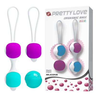 Вагінальні кульки Pretty Love Kegel Ball набір 3 види, фіолетово-бірюзовий