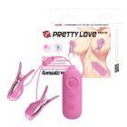 Виброзажымы для сосков Pretty Love Nipple Clip с электростимуляцией, розовые вид 2