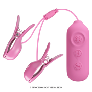 Виброзажымы для сосков Pretty Love Nipple Clip с электростимуляцией, розовые