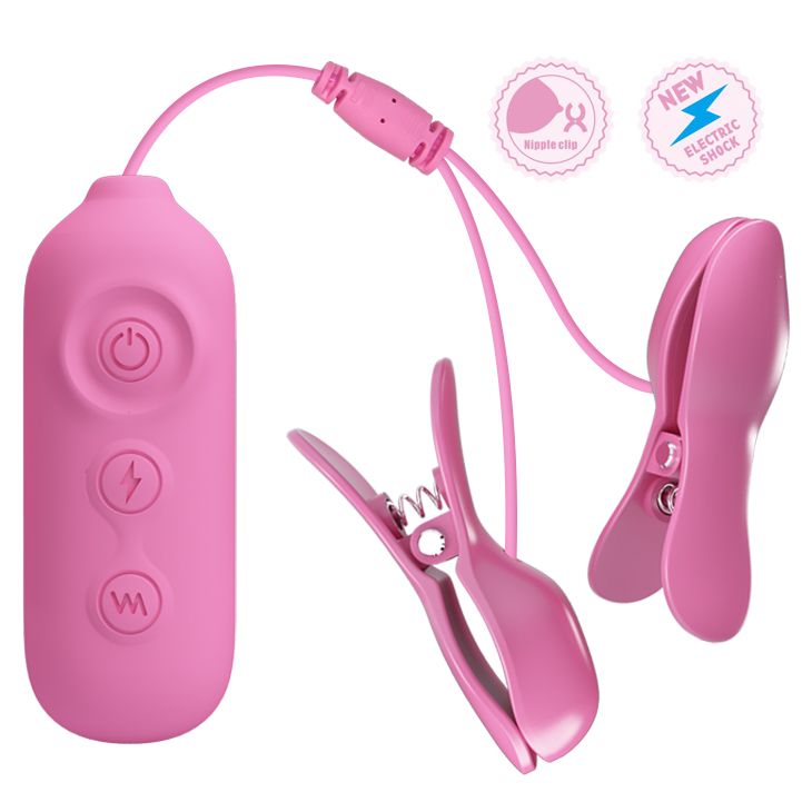 Виброзажымы для сосков Pretty Love Nipple Clip с электростимуляцией, розовые вид 5
