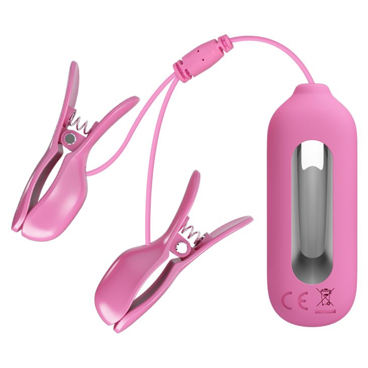 Виброзажымы для сосков Pretty Love Nipple Clip с электростимуляцией, розовые вид 6