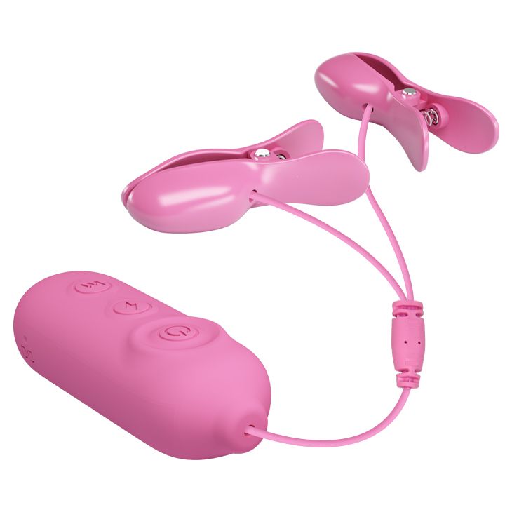 Виброзажымы для сосков Pretty Love Nipple Clip с электростимуляцией, розовые вид 7