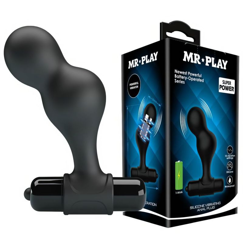Анальний стимулятор з вібрацією Pretty Love MR PLAY, чорний, 10 х 3 см вид 2