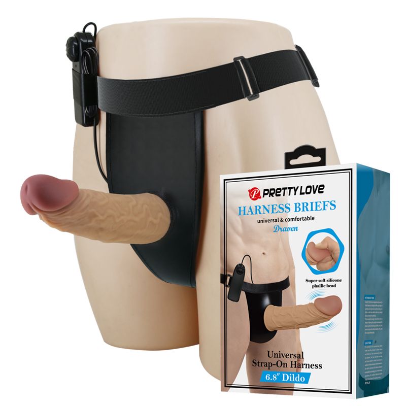 Вибрострапон полый мужской Pretty Love Draven реалистик, с проводным пультом, 17.5 х 3.7 см вид 2