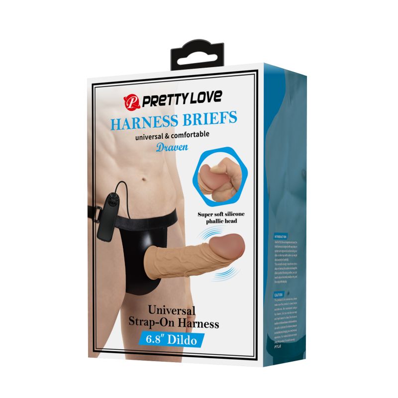 Вибрострапон полый мужской Pretty Love Draven реалистик, с проводным пультом, 17.5 х 3.7 см вид 6