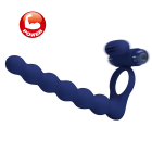 Віброкільце Pretty Love Ajmal з анальним стимулятором, синє, 15.3 см вид 5