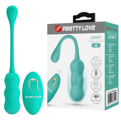Віброяйце вагінальне Pretty Love Leshy з пультом, бірюзове, 18.6 х 2.8 см