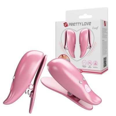Вібростимулятори-затискачі для сосків Pretty Love Leaf, рожеві, 5.1 х 1.9 см