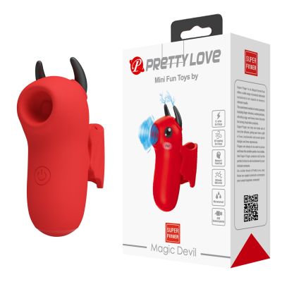 Стимулятор для клитора Pretty Love Magic Devil с сосанием и электростимуляцией, красный, 6.9 см