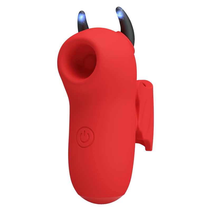 Стимулятор для клитора Pretty Love Magic Devil с сосанием и электростимуляцией, красный, 6.9 см вид 3