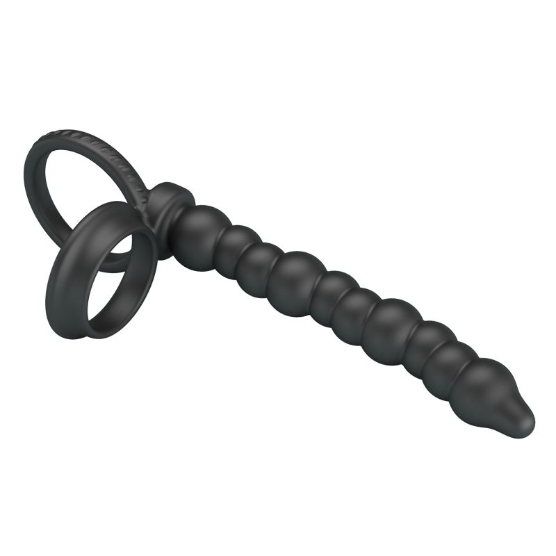 Кольцо-насадка Pretty Love Dillion для двойного проникновения, черная, 19 х 2.2 см вид 6