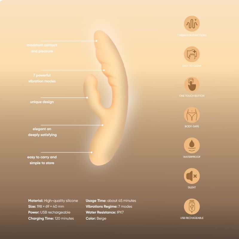 Вибратор-кролик Sweet Em, бежевый вид 6