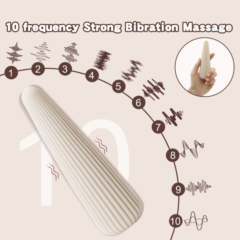 Вібратор-конус рельєфний Sweet Em, 10 режимів, бежевий, 12.8 х 3.8 см вид 7