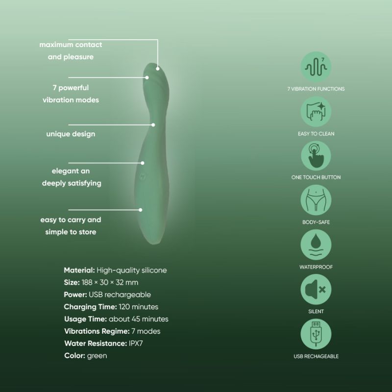 Вибратор для точки G Sweet Em, зелёный вид 9