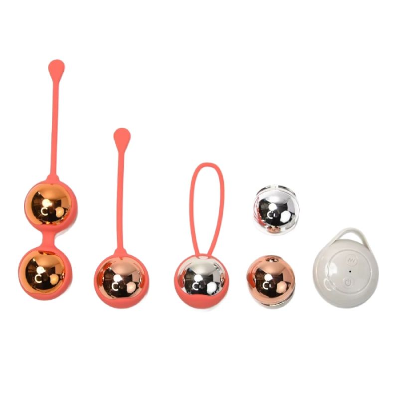 Набір вагінальних віброкульок Sweet Em з пультом, коралові, 3.35 х 16 см вид 2